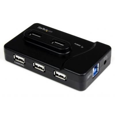 StarTech ST7320USBC 7-Port USB 3.0 Hub with 2A Charging Port - High-Speed Data Transfer for Laptop, PC, Mac - 2x USB 3.0 & 5x USB 2.0 Ports - Ideal for Home Office, Gaming & Multiple Device Connectivity
