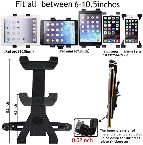 PLDHPRO Universal Car Back Seat Tablet Holder - Adjustable 360° Rotating Headrest Mount for iPad Air, iPad Mini, Samsung, Huawei & 7