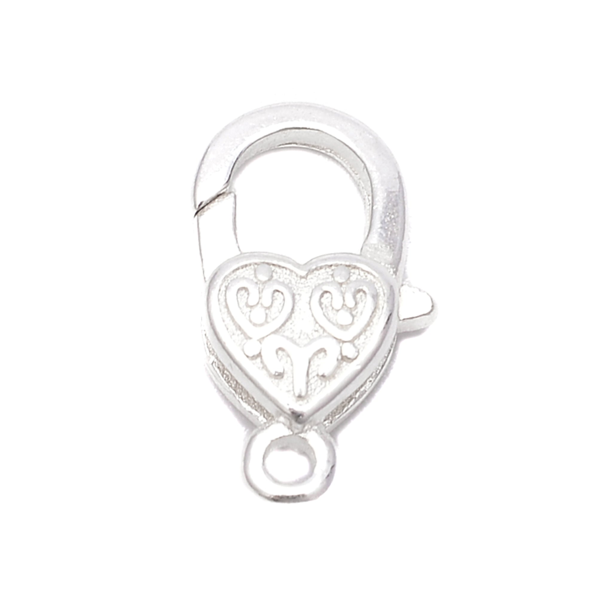 925 Sterling Silver Heart Shape Clasp with Engraving - 6x12mm (3Pcs/Bag) - Perfect for Jewelry Making, Bracelets, Necklaces & DIY Craft Projects