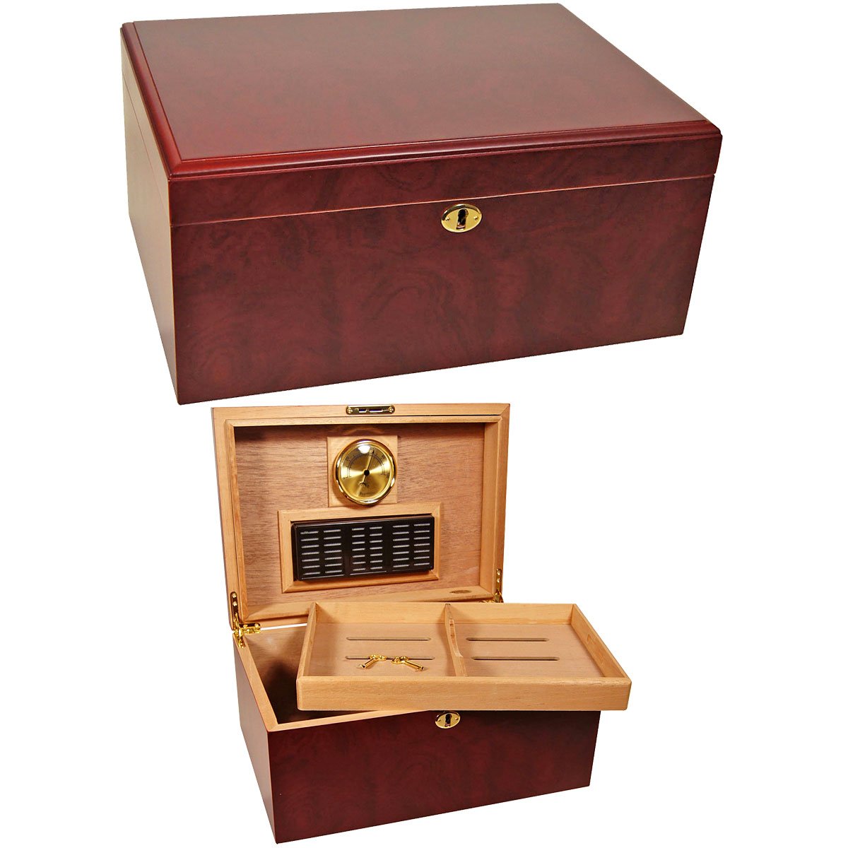 Premium Clasico Rosa Rosewood Desktop Humidor - Holds 100 Cigars | Airtight Seal & Humidity Control | Perfect for Home, Office, or Cigar Lounge Use