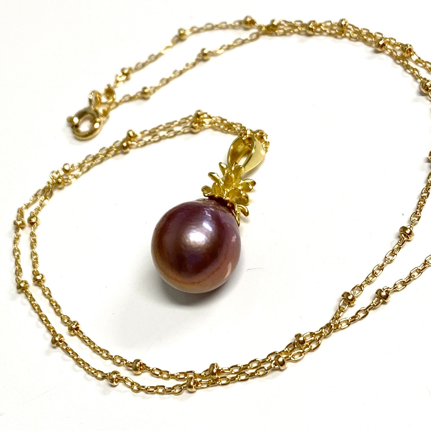 Exquisite Pineapple Pearl Necklace with Lavender Edison Pearls (N333) - Perfect for Weddings, Parties & Elegant Evening Wear