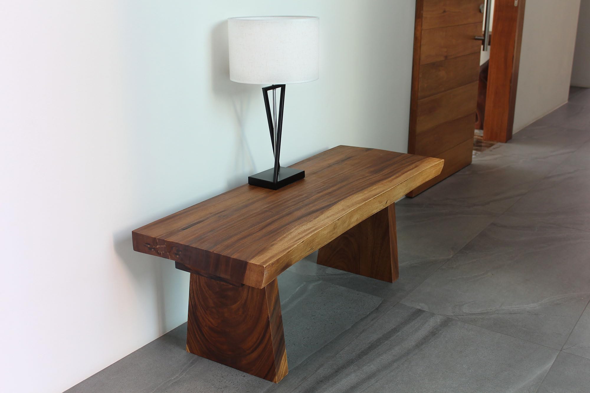 Haussmann® 48 Inch Solid Wood Natural Edge Bench - Walnut Oil Finish, 48