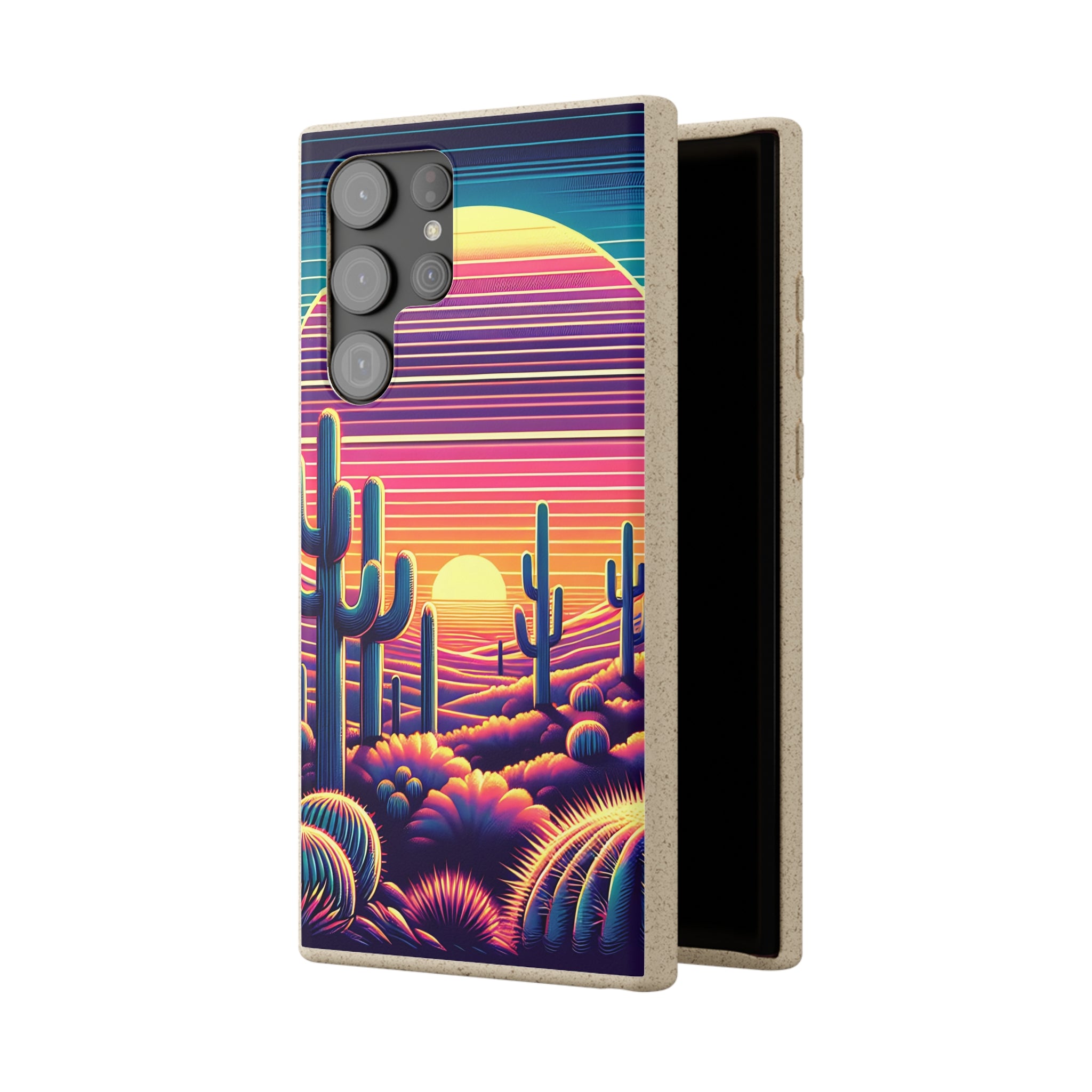 Eco-Friendly Biodegradable Phone Case - Matte Finish Sunset Desert Design, Wireless Charging Compatible for iPhone & Samsung | Perfect for Outdoor Adventures & Daily Use