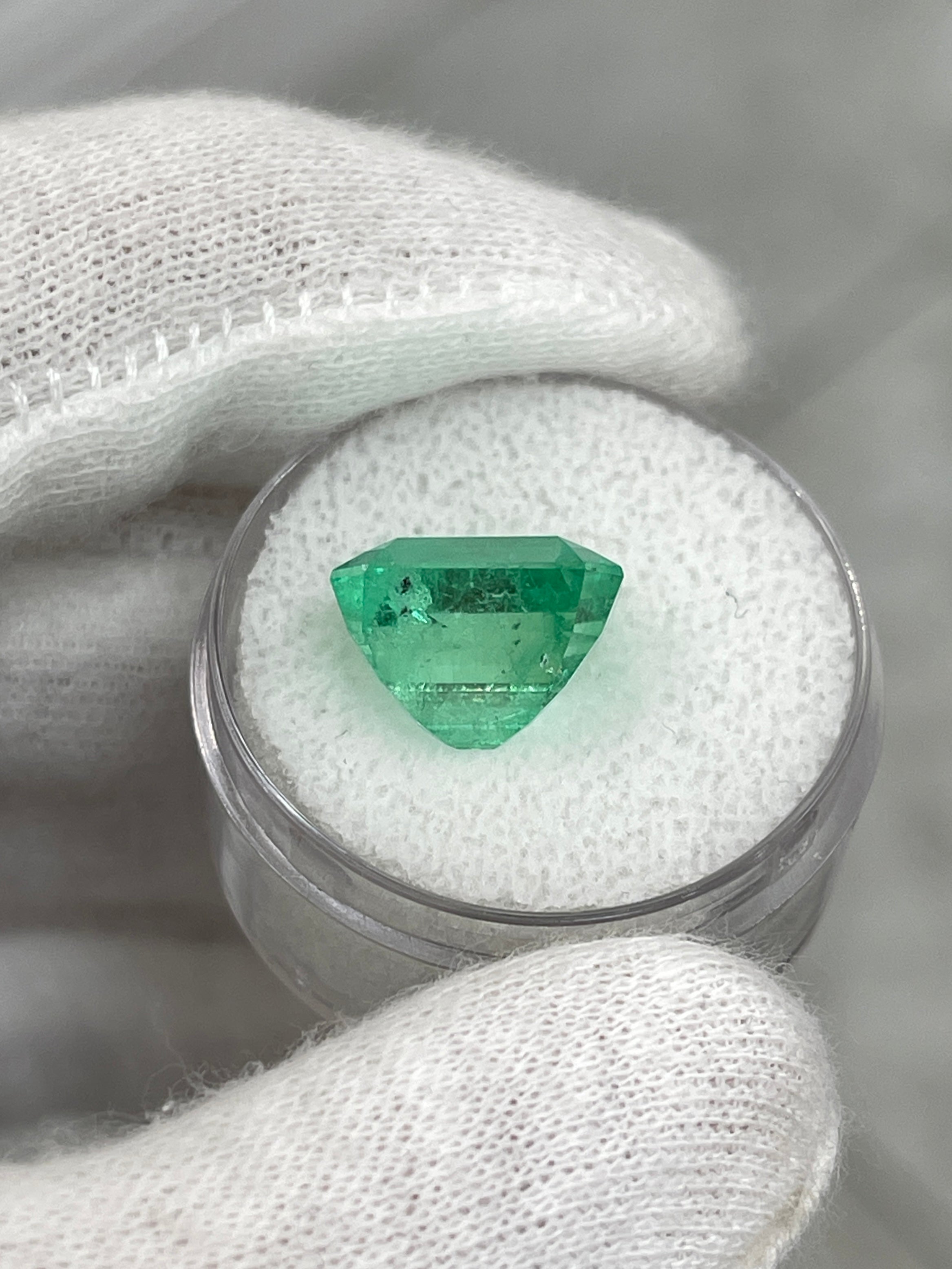 6.79 Carat 12x10mm Natural Loose Colombian Emerald - Classic Emerald Cut, Ethically Sourced, AAA Quality Green Gemstone for Jewelry Making, Engagement Rings & Luxury Gifts