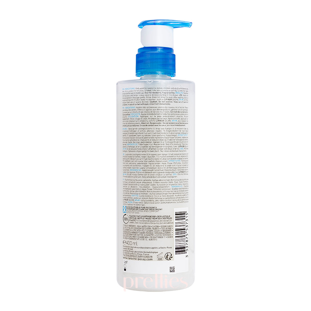 La Roche-Posay Lipikar Syndet AP+ Body Wash 400ml - Gentle Cleansing for Dry & Sensitive Skin - Perfect for Daily Shower & Bath Use