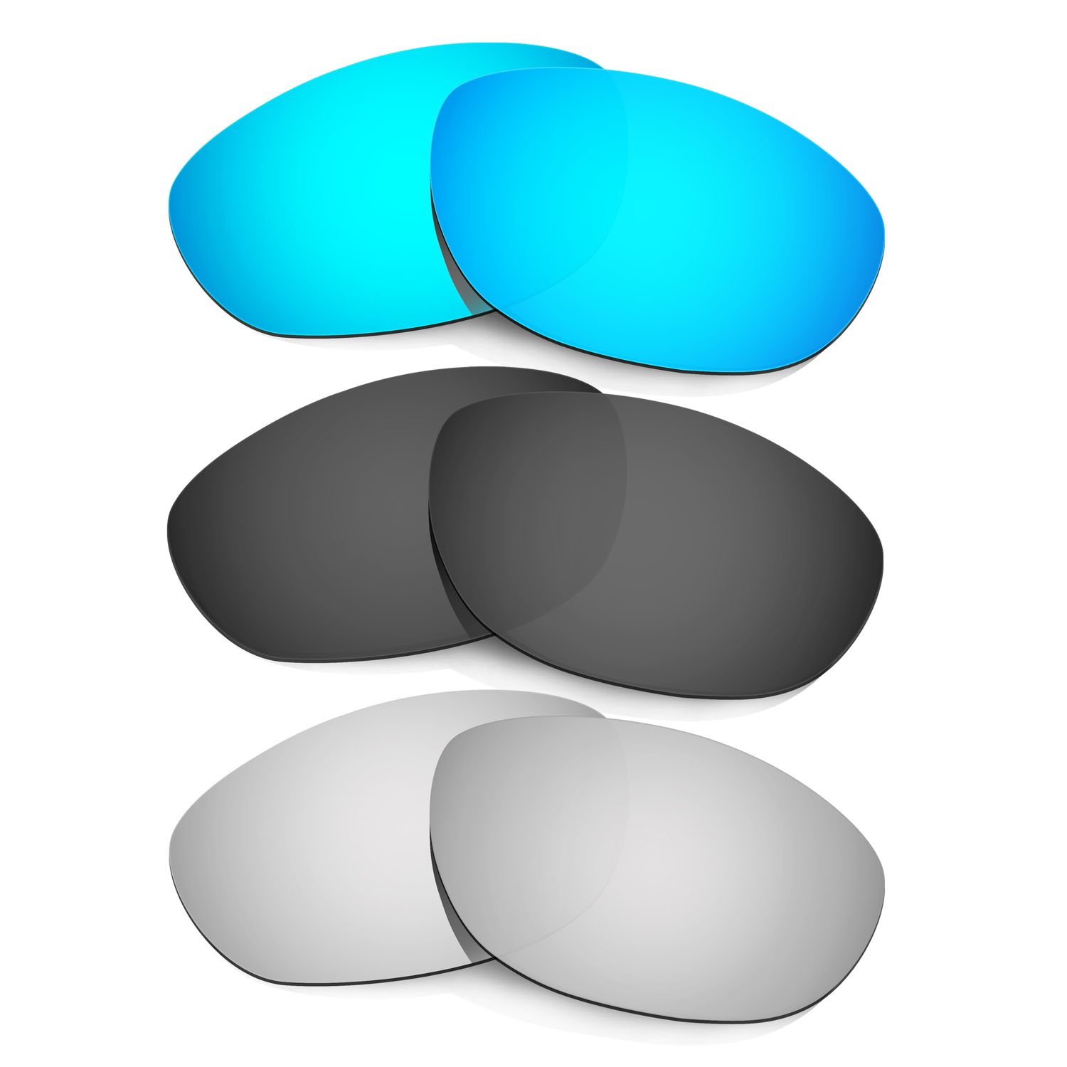 HKUCO Plus Polarized Replacement Lenses for Oakley Monster Dog Sunglasses - 3-Pack Combo (Mirror, Smoke, Clear) for Cycling, Running & Outdoor Sports
