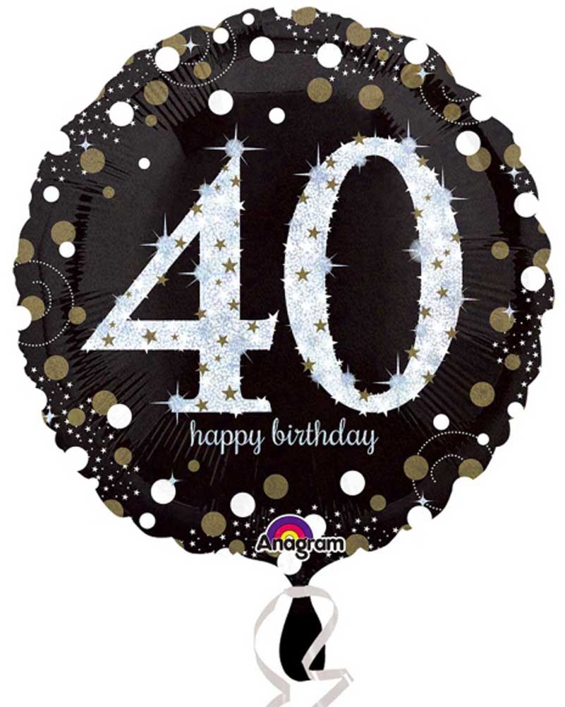 40th Birthday Sparkling Holographic Foil Balloons (12 Pack) - Standard Size 18 Inch for Party Decorations, Anniversary Celebrations & Special Events