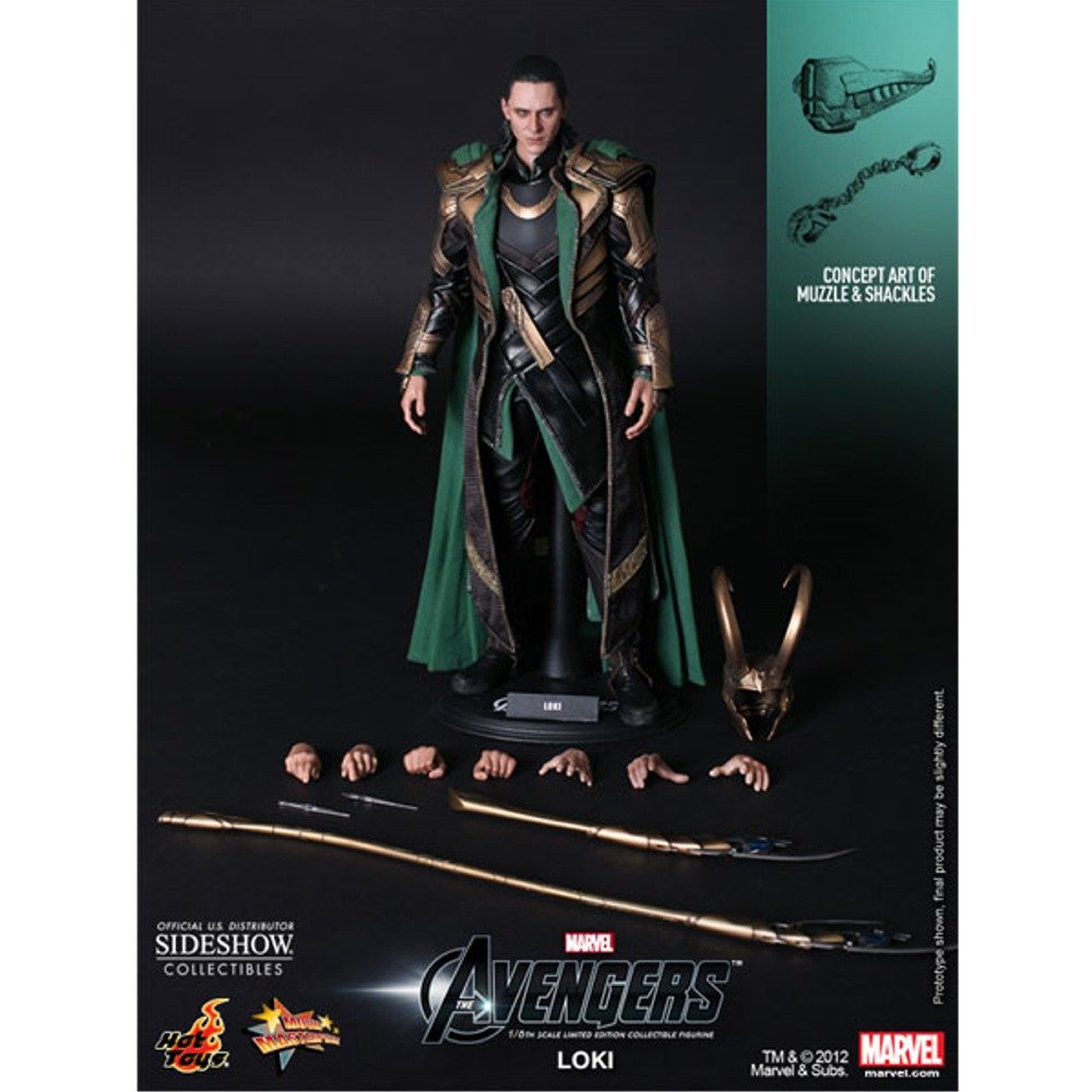 Hot Toys The Avengers Movie Masterpiece 1/6 Scale Loki Action Figure 32 cm - Collectible Marvel Superhero Figurine for Display & Cosplay Enthusiasts