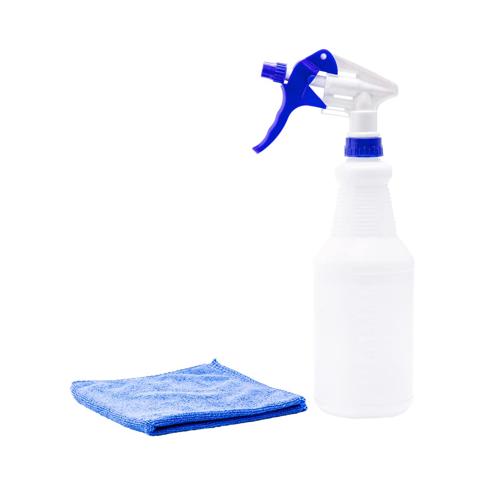 25oz Cleaning Spray Bottles (3-Pack) - Refillable, Leak-Proof with Measurement Marks & Adjustable Mist/Stream Nozzle - Blue Plastic Solution Bottles for Kitchen, Bathroom, Janitorial & Commercial Cleaning