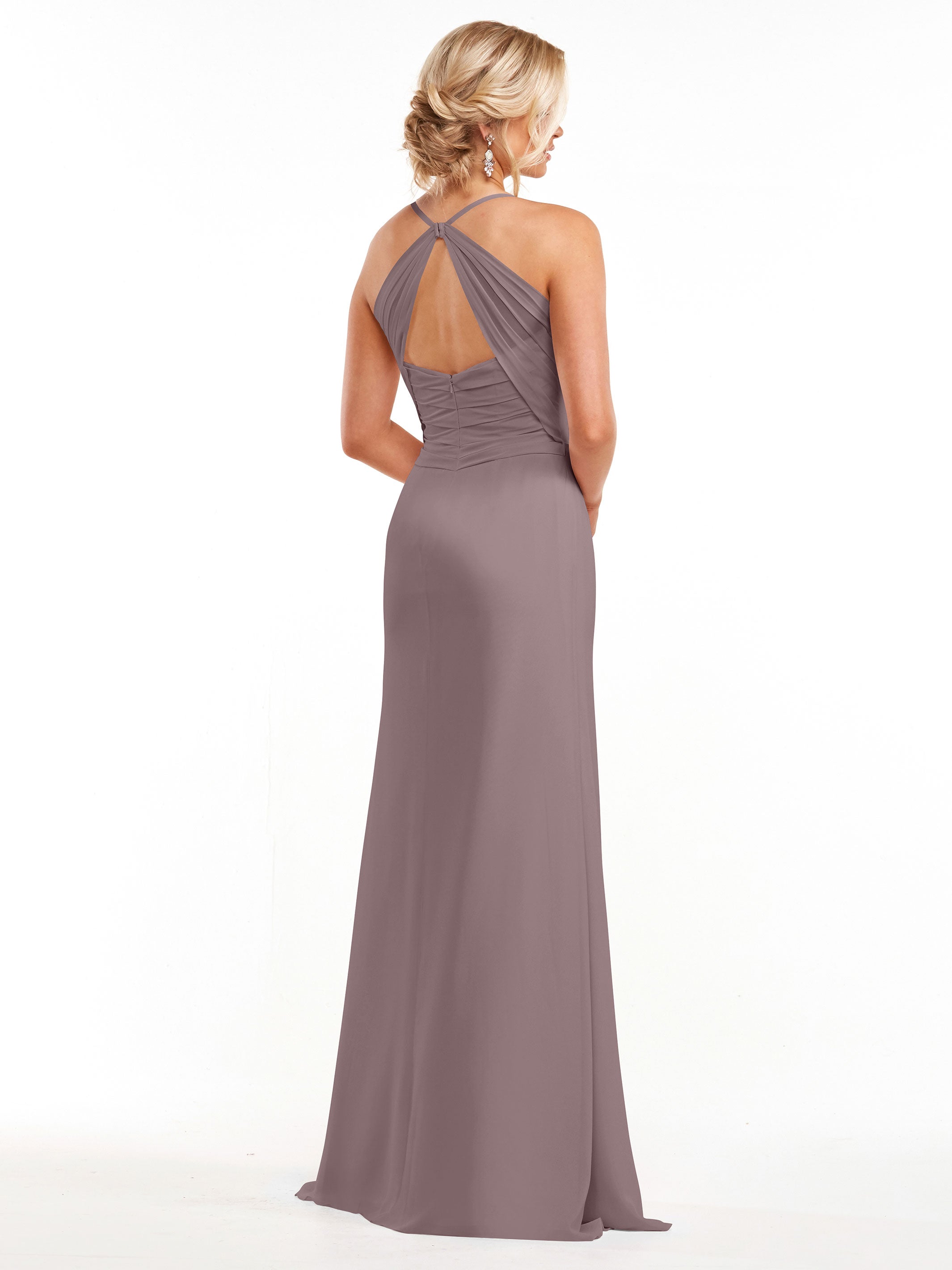 Elegant A-Line Chiffon Bridesmaid Dress with High Slit - Perfect for Weddings, Formal Events & Special Occasions