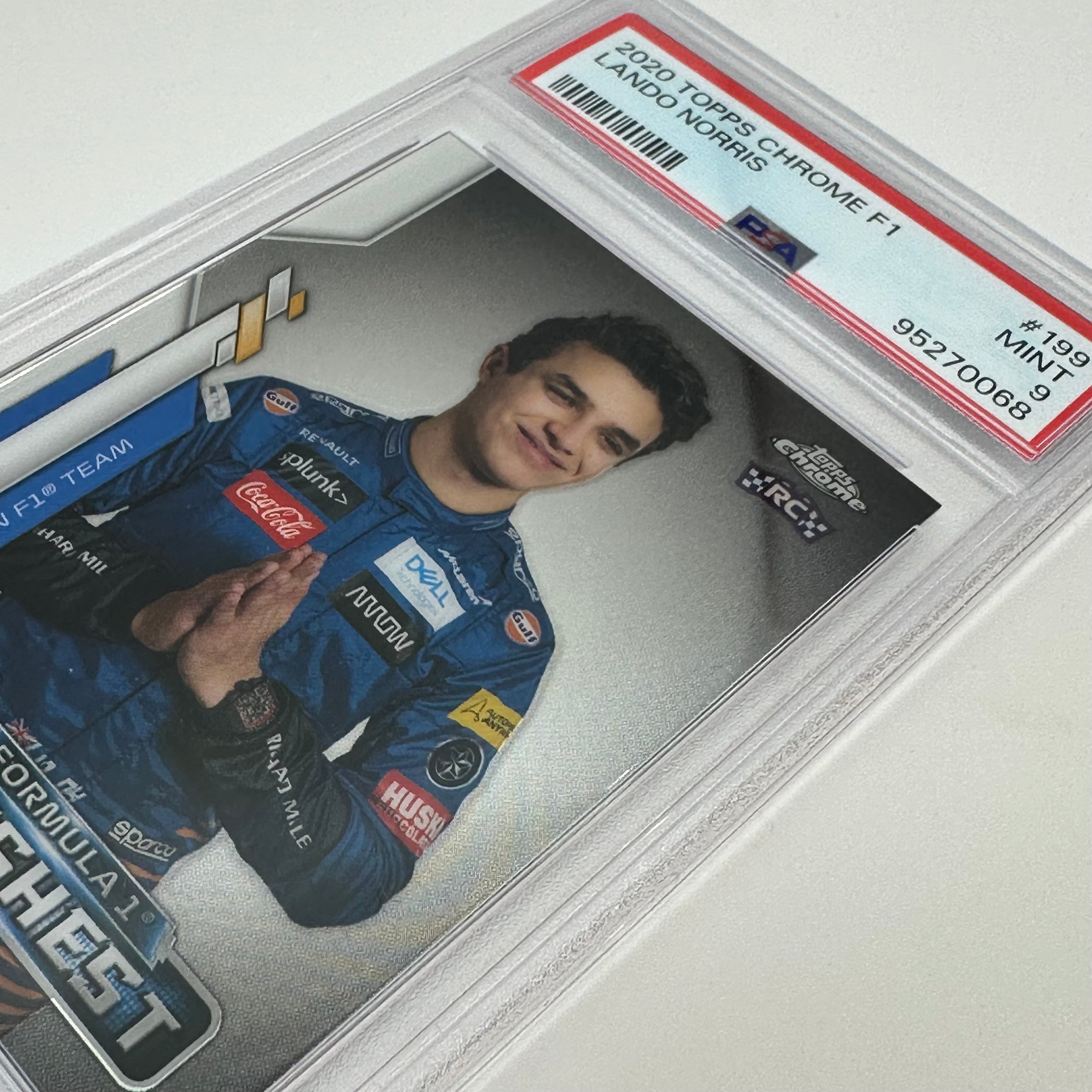 2020 Topps Chrome F1 Lando Norris #199 PSA 9 Graded Rookie Card - Perfect for F1 Collectors, Sports Memorabilia Enthusiasts & Racing Fans Display