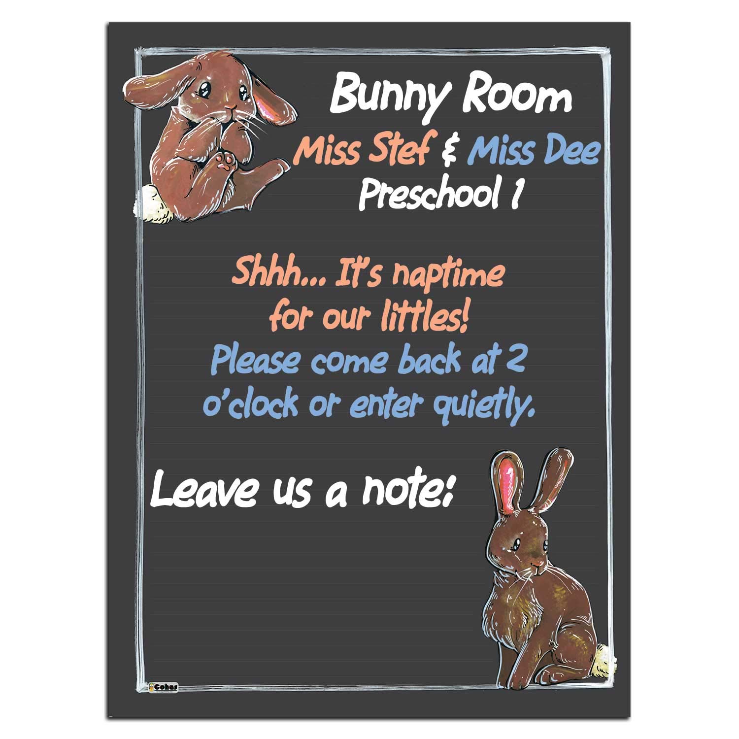 Woodland Themed Magnetic Chalkboard with Bunny Art - 12x16 Inches, Includes 3 Pastel Liquid Chalk Markers - Perfect for Kids' Room Decor, Kitchen Memo Board & Creative Drawing