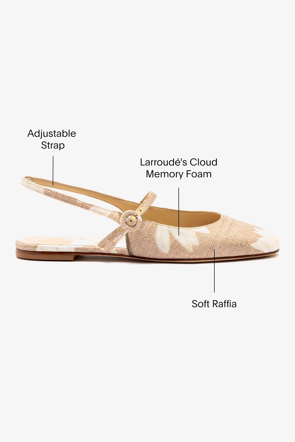 Georgina Women's Ballet Flats - Beige Printed Raffia Shoes for Comfortable Casual Wear & Summer Outfits