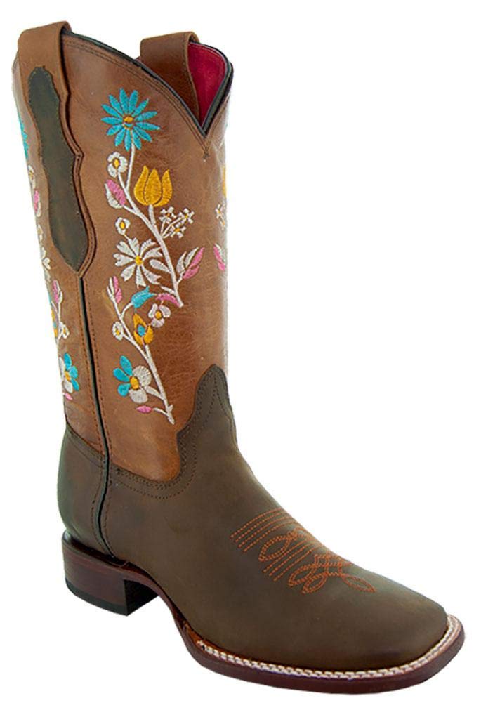 Soto Boots Women's Western Cowgirl Boots - Floral Embroidery, Broad Square Toe, Comfortable M9004 for Country Dancing, Rodeo & Casual Wear