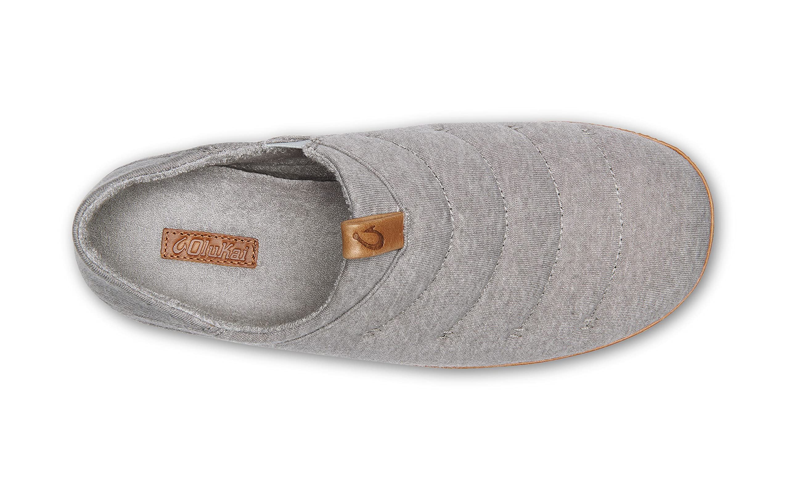OluKai Mahana Men's Soft Cotton Slippers - Comfortable & Breathable Cotton Blend Jersey with Full-Grain Leather Pull Loop - Perfect for Indoor Relaxation, Lounging at Home, and Spa Days