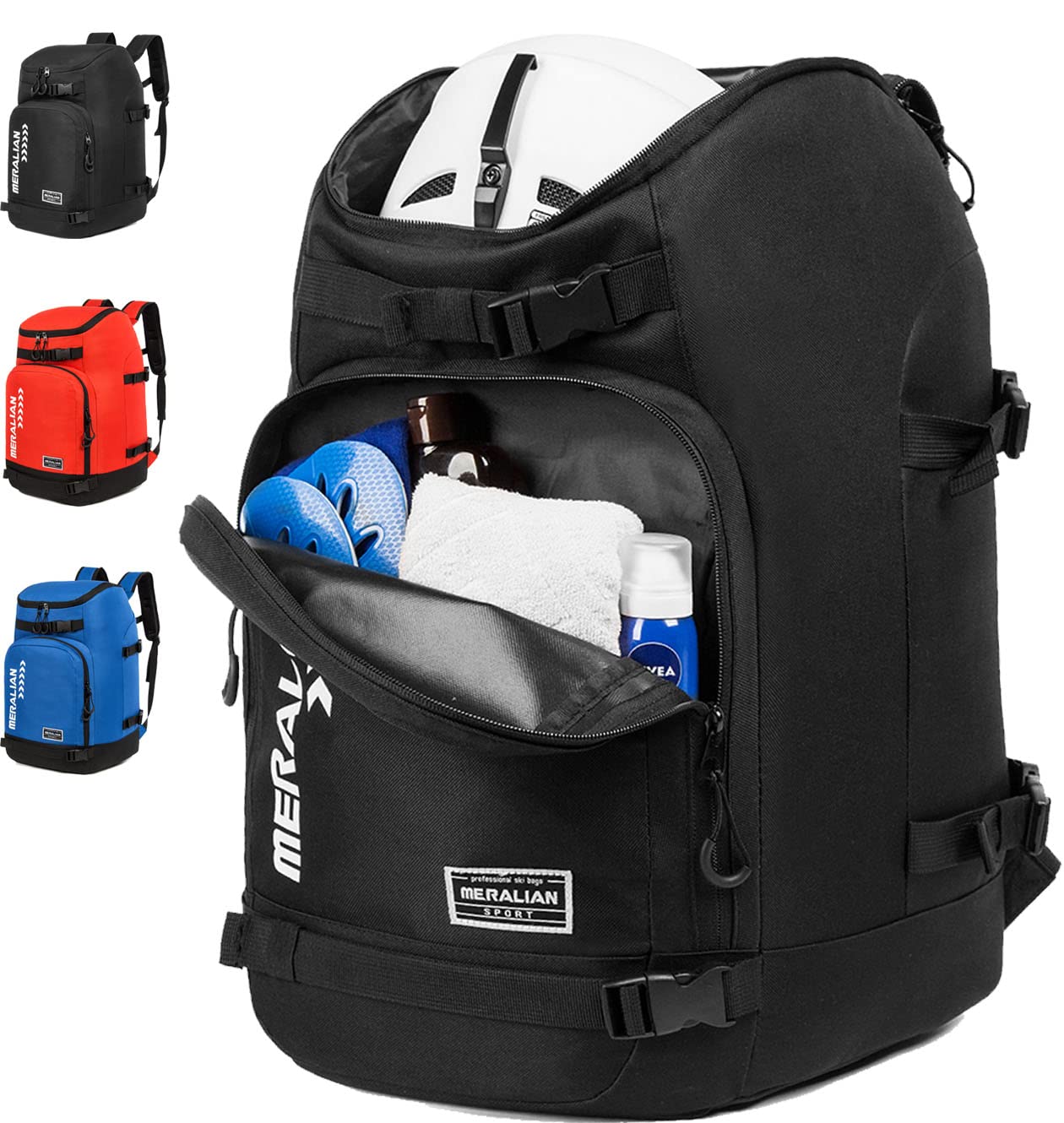 Meralian 50L Waterproof Ski Boot Backpack - Durable Snowboard Travel Bag for Ski Gear, Helmet, Goggles & Outerwear | Perfect for Ski Trips, Snowboarding Adventures & Winter Travel