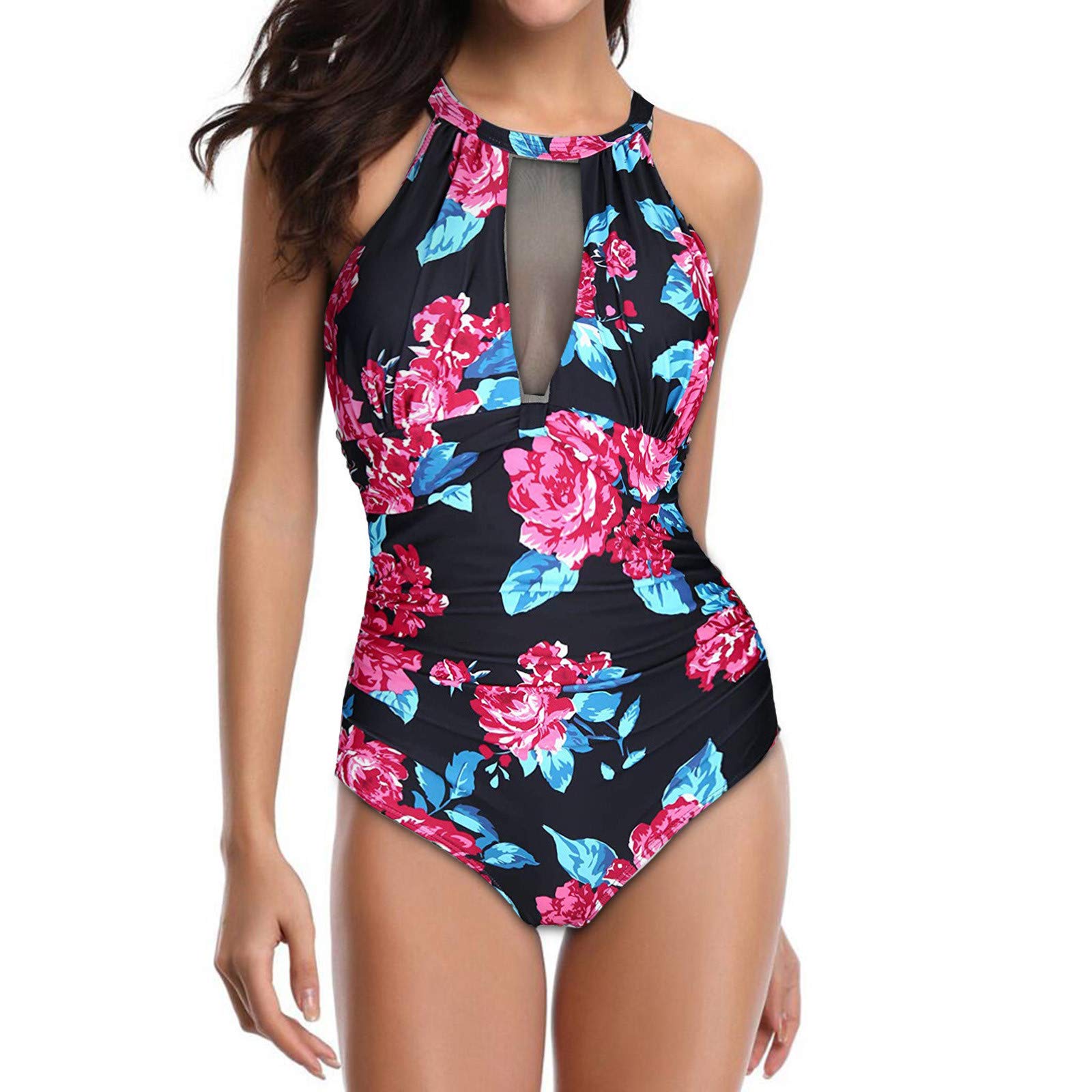 FRSH MNT Women's Tummy Control Swimwear - Retro Print Modest Bikini Bathing Suit for Women | Perfect for Beach Vacation, Pool Party & Summer Swimming