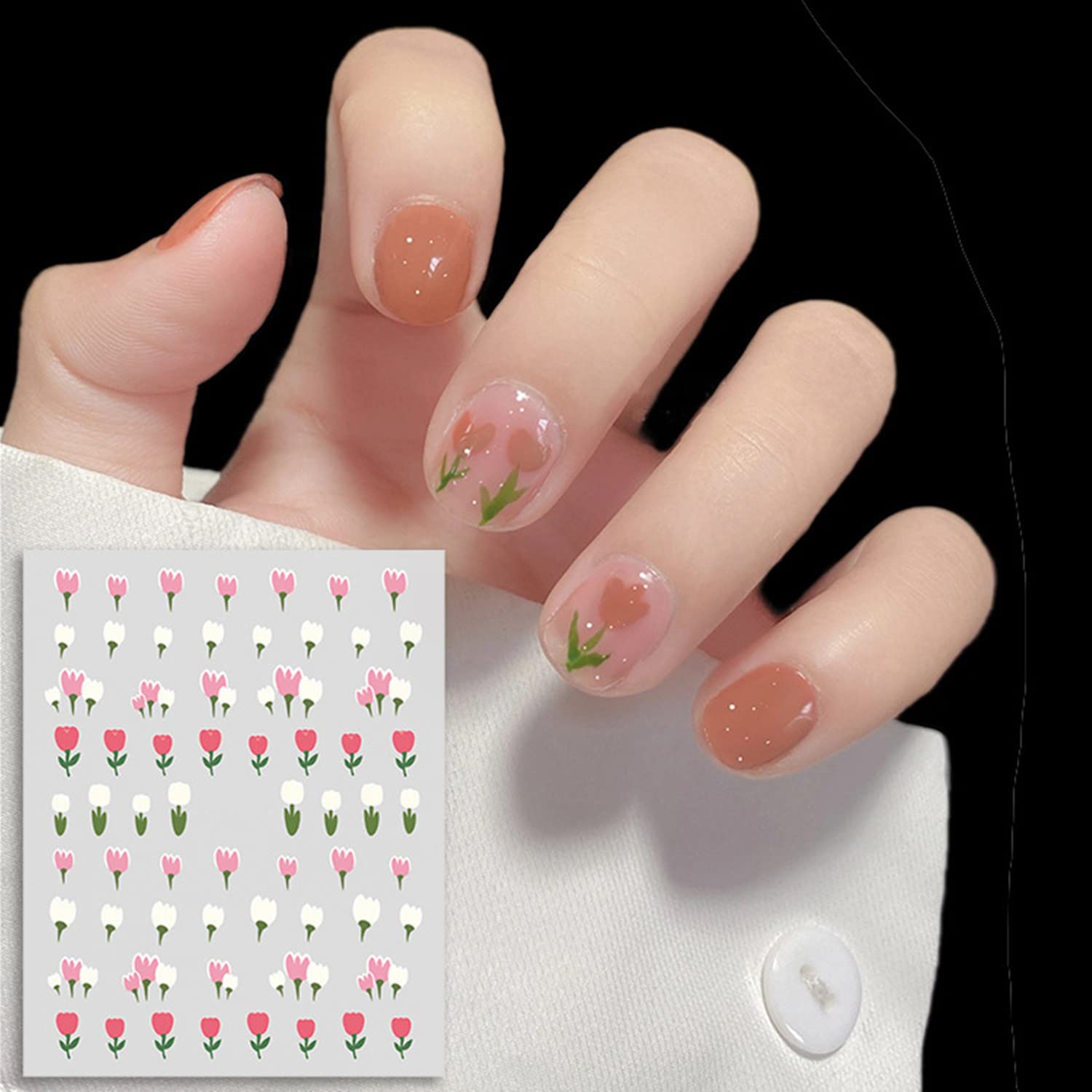 Colorful Tulip Nail Stickers - 12 Sheets Self-Adhesive Flower Nail Decals for DIY Nail Art, Manicure & Pedicure - Perfect for Spring, Summer, Bridal, Party & Salon Nail Designs