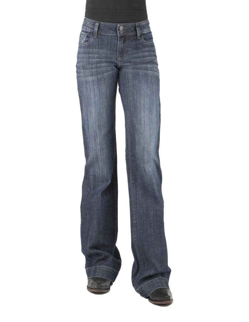 Tin Haul Women's Blue Cotton Blend 460 Ella Plain Back Jeans - Comfortable Stretch Denim Pants for Casual Wear, Work & Everyday Outfits