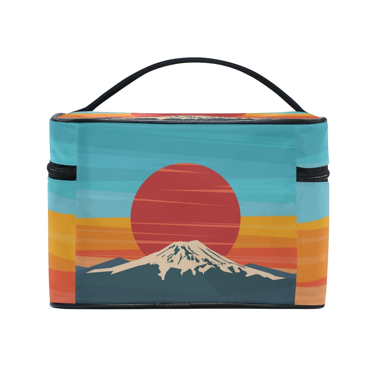 Fuji Volcano Cosmetic Bag for Women - Waterproof Travel Makeup Train Case with Storage Organizer | Perfect for Travel, Gym, and Daily Beauty Essentials Organization