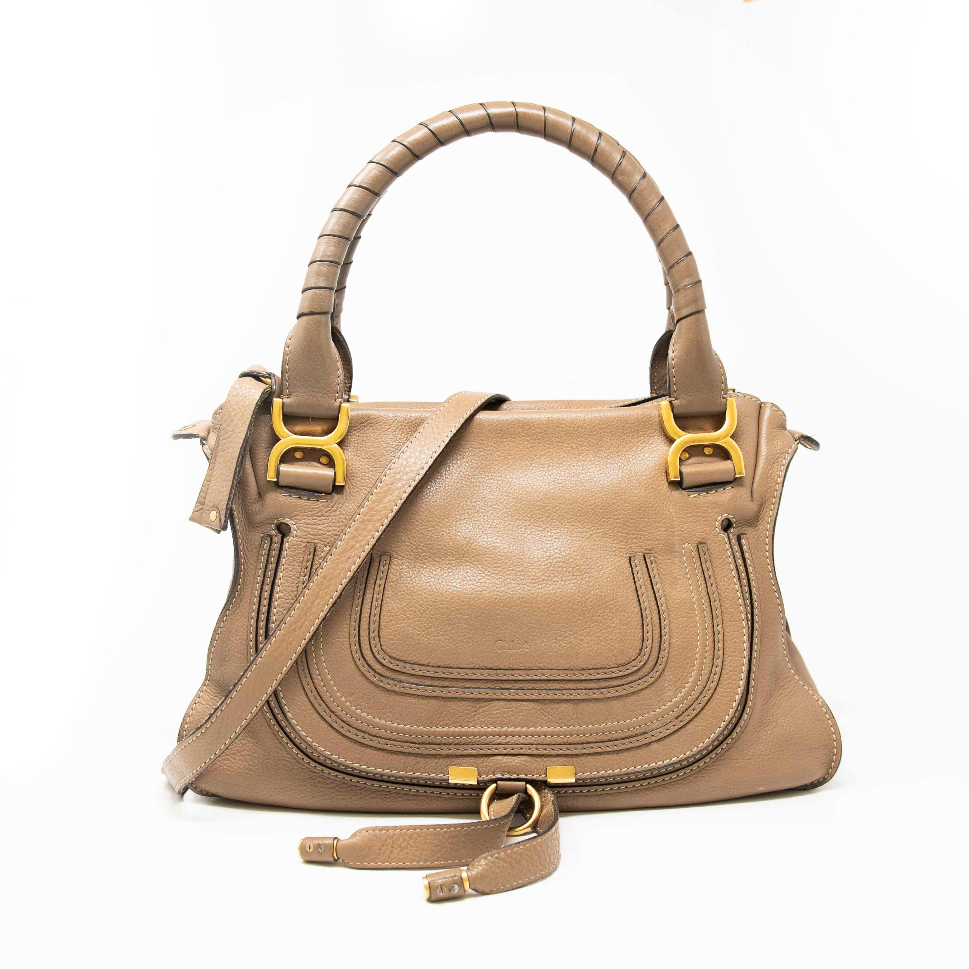 Chloe Brown Medium Marcie Crossbody Bag - Stylish Leather Shoulder Purse for Women, Perfect for Work, Travel & Everyday Use