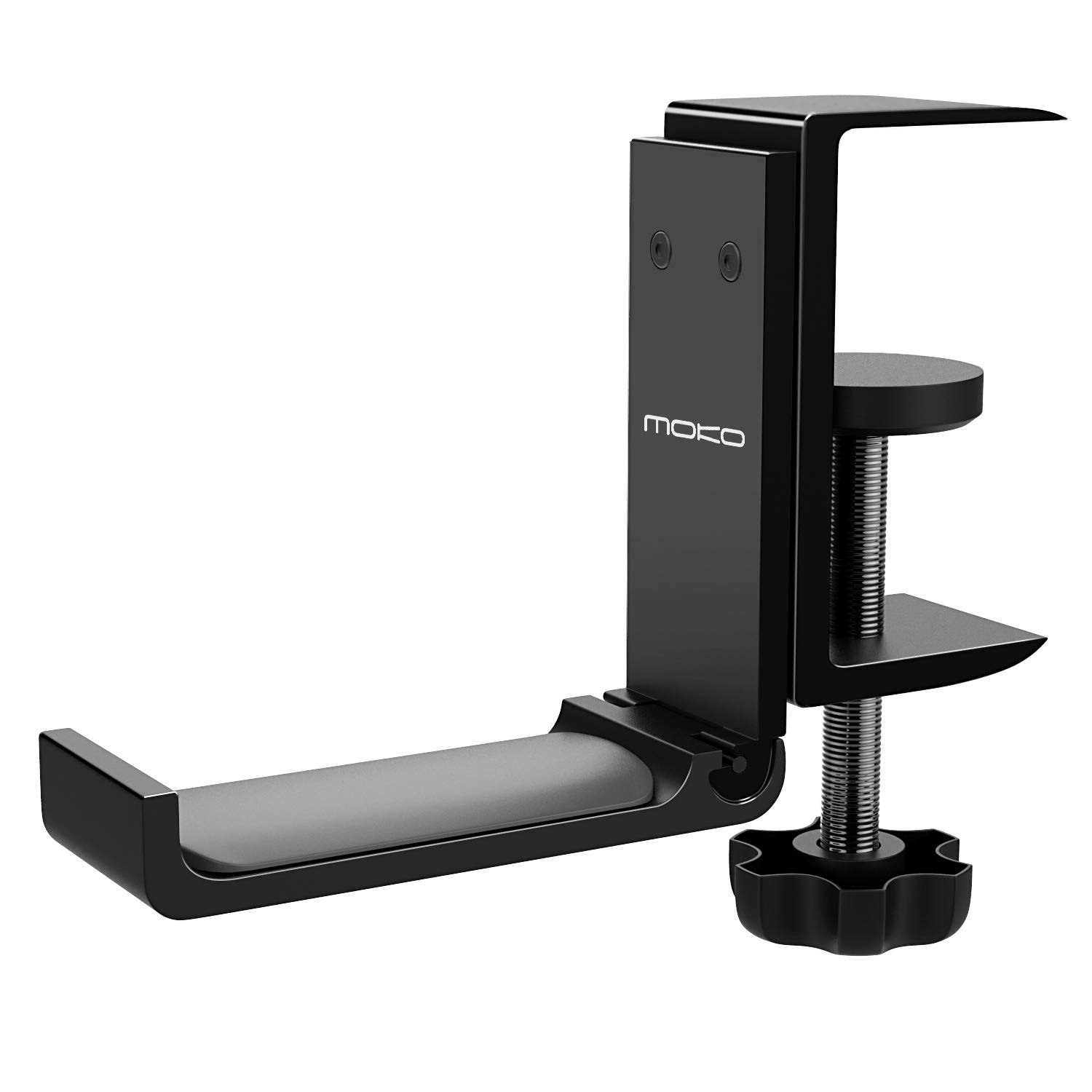 Premium Aluminum Headphone Stand - Adjustable & Foldable Universal Headset Holder for Sennheiser, Audio-Technica, PS5 Gaming Headsets - Space-Saving Desk Hook Clamp (Black) - Perfect for Home Office, Gaming Setup & Studio Organization