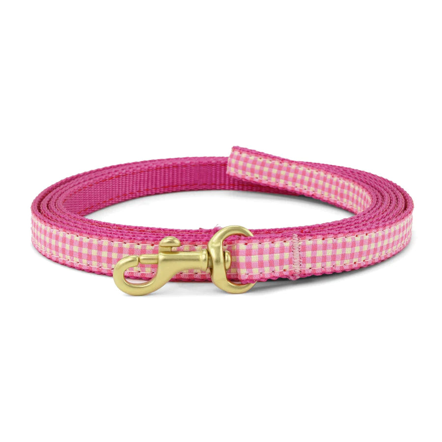 Pink Gingham Dog Leash - Adjustable & Durable Pet Walking Lead for Small & Medium Dogs - Perfect for Daily Walks, Training & Outdoor Adventures