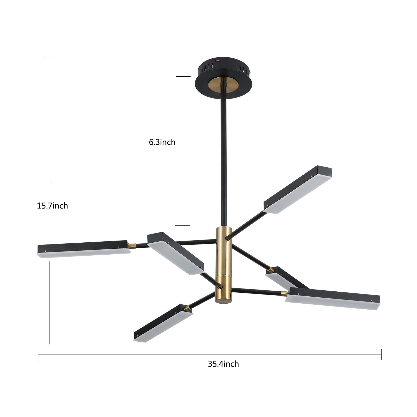 Modern LED Chandelier - 6-Light Sputnik Pendant for Bedroom & Living Room