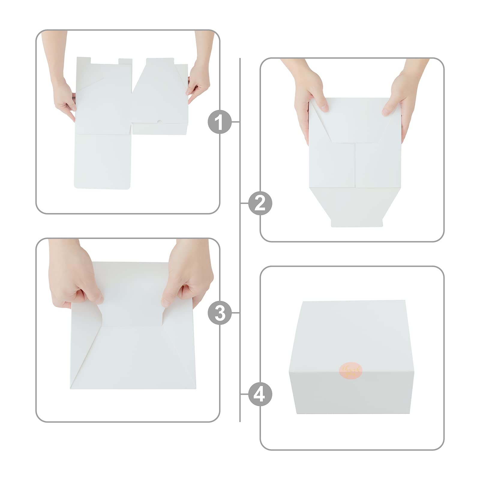 YUEFANBOX 8.84 Inches White Paper Gift Boxes with Lids - 12 Pack Bulk Bridesmaid Proposal Boxes, Birthday Party Favors, Wedding Favors | Easy Assemble Gift Packaging for Jewelry, Candles, Small Gifts