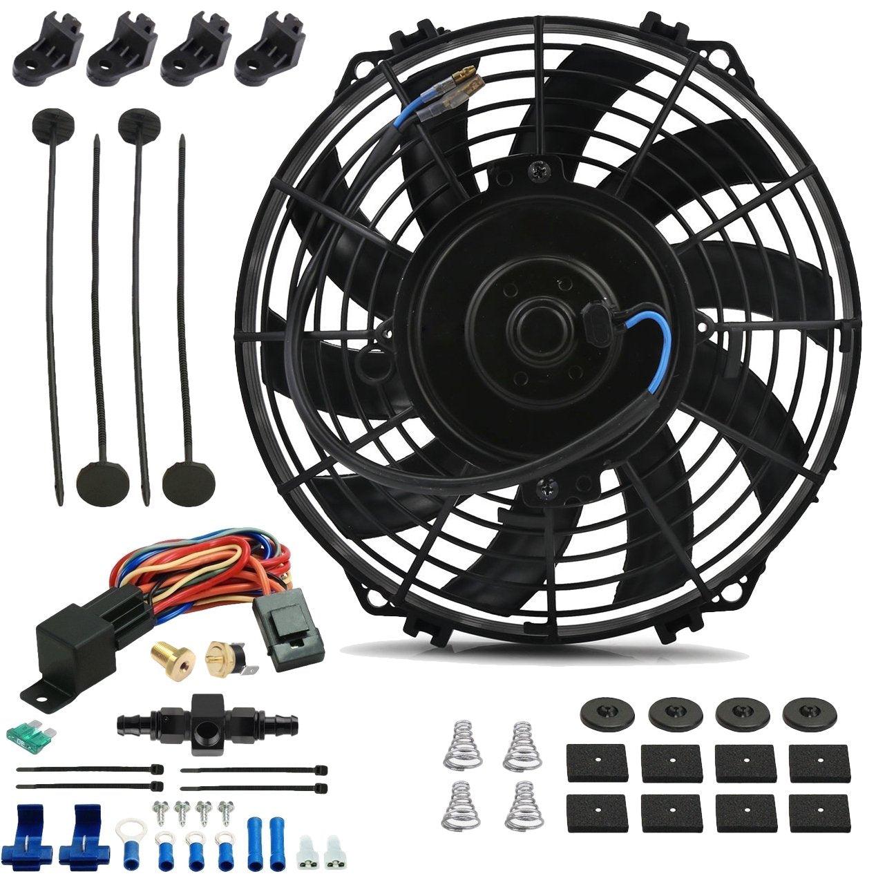 90W 9-Inch Electric Cooler Fan with Hose Thermostat & Temperature Switch Kit - Perfect for Car Cooling, RV Refrigeration, and Outdoor Camping