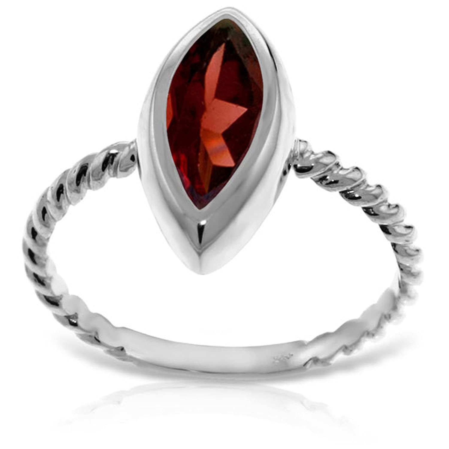 14K Solid Gold Cable Band Ring with Natural Marquise Garnet - Elegant Jewelry for Women, Perfect for Weddings, Anniversaries & Special Occasions | Galaxy Gold GG Collection