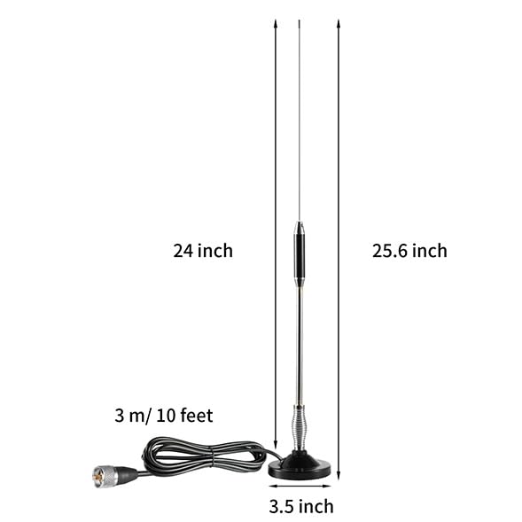 27MHz Heavy Duty Magnetic Mount CB Radio Base Station Antenna Kit - Compatible with Cobra, Midland, Uniden, Maxon, President & Anytone Car/Truck CB Radios - Strong Signal for Long Range Communication - Perfect for Off-Roading, Trucking & Emergency Preparedness