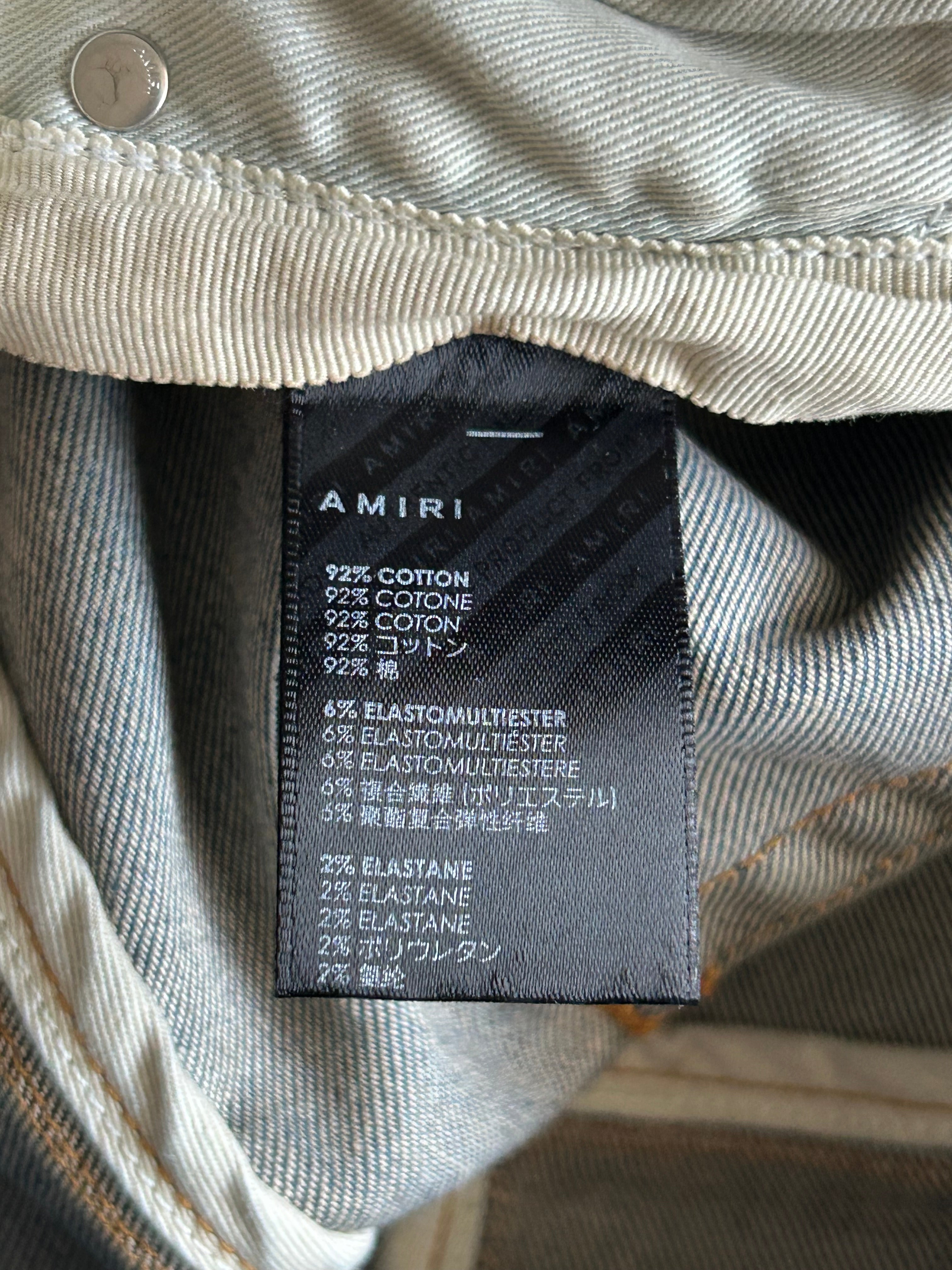 Amiri Indigo Bandana Jacquard Patch Thrasher Jeans for Men - Vintage Distressed Denim Pants with Embroidered Design | Perfect for Streetwear, Casual Outfits & Night Out