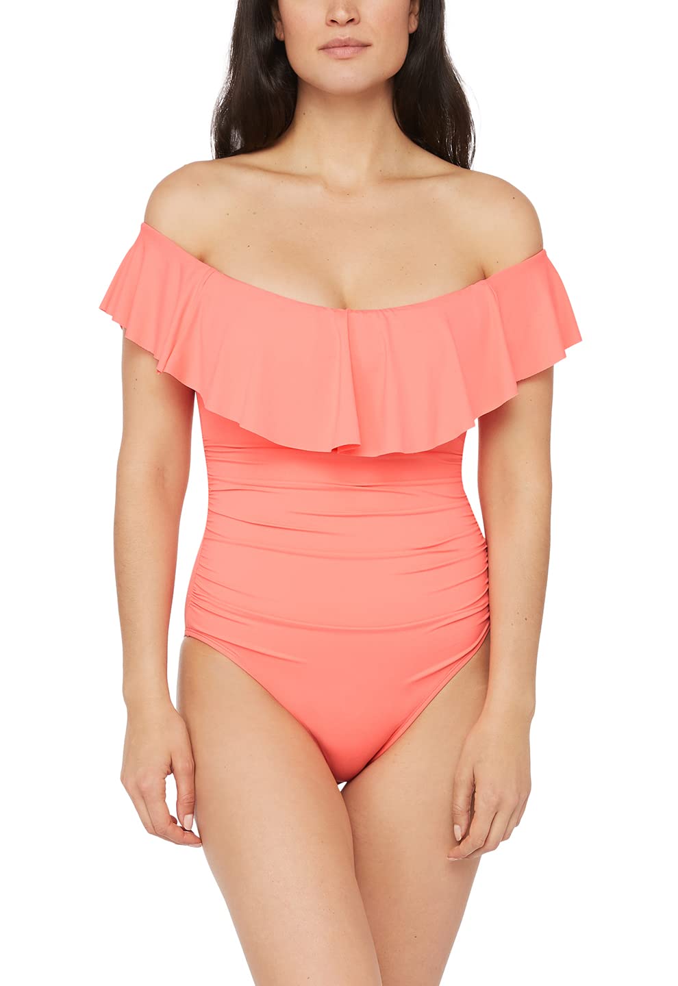 La Blanca Women's One Piece Swimsuit - Off Shoulder Ruffle Bathing Suit for Beach Vacation | Island Goddess Swimwear for Pool Party & Summer Getaway