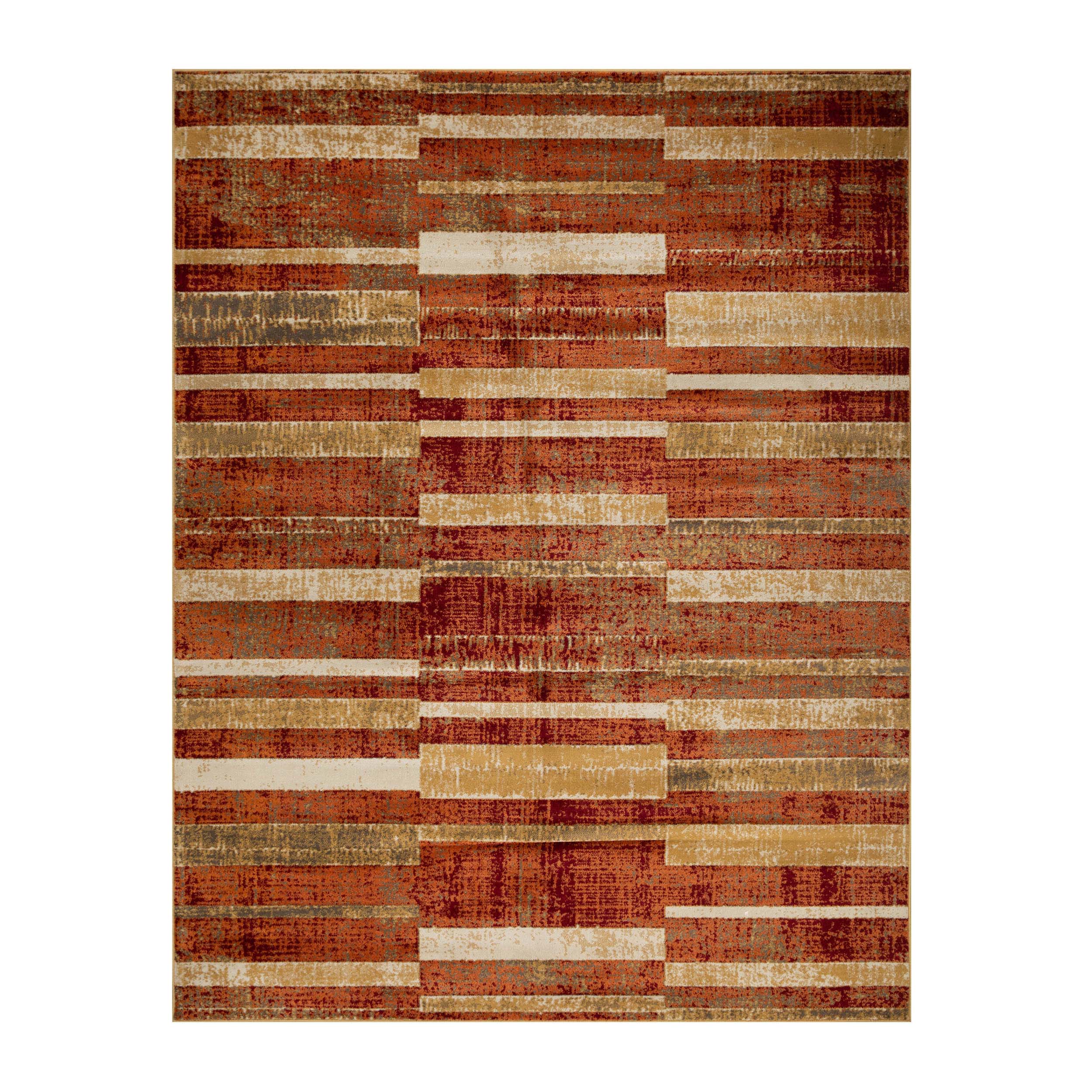Radko Modern Striped Indoor Area Rug or Runner - Soft Non-Slip Living Room Carpet for Bedroom, Hallway & Home Decor