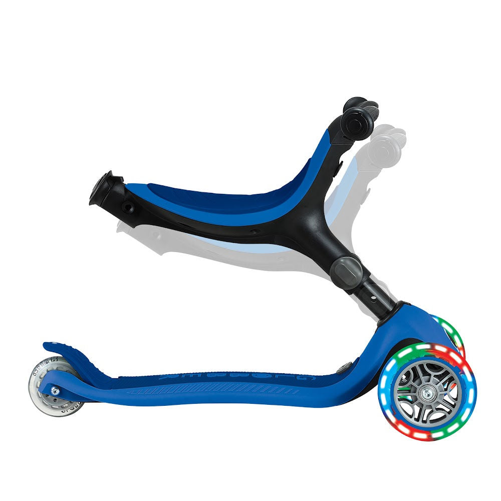 Globber Go Up Active Lights Foldable Scooter for Kids - LED Light Up Wheels, Adjustable Handlebar, Portable Kick Scooter for Boys & Girls - Perfect for Commuting, School, Park & Outdoor Fun