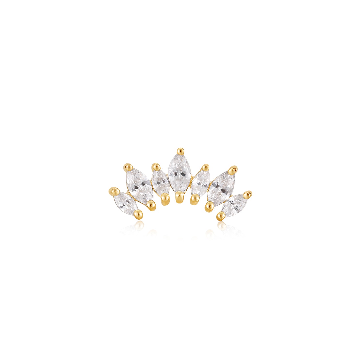 14K Gold Sparkle Marquise Climber Barbell Earring - Single Statement Piece for Women | Perfect for Parties, Date Nights & Special Occasions