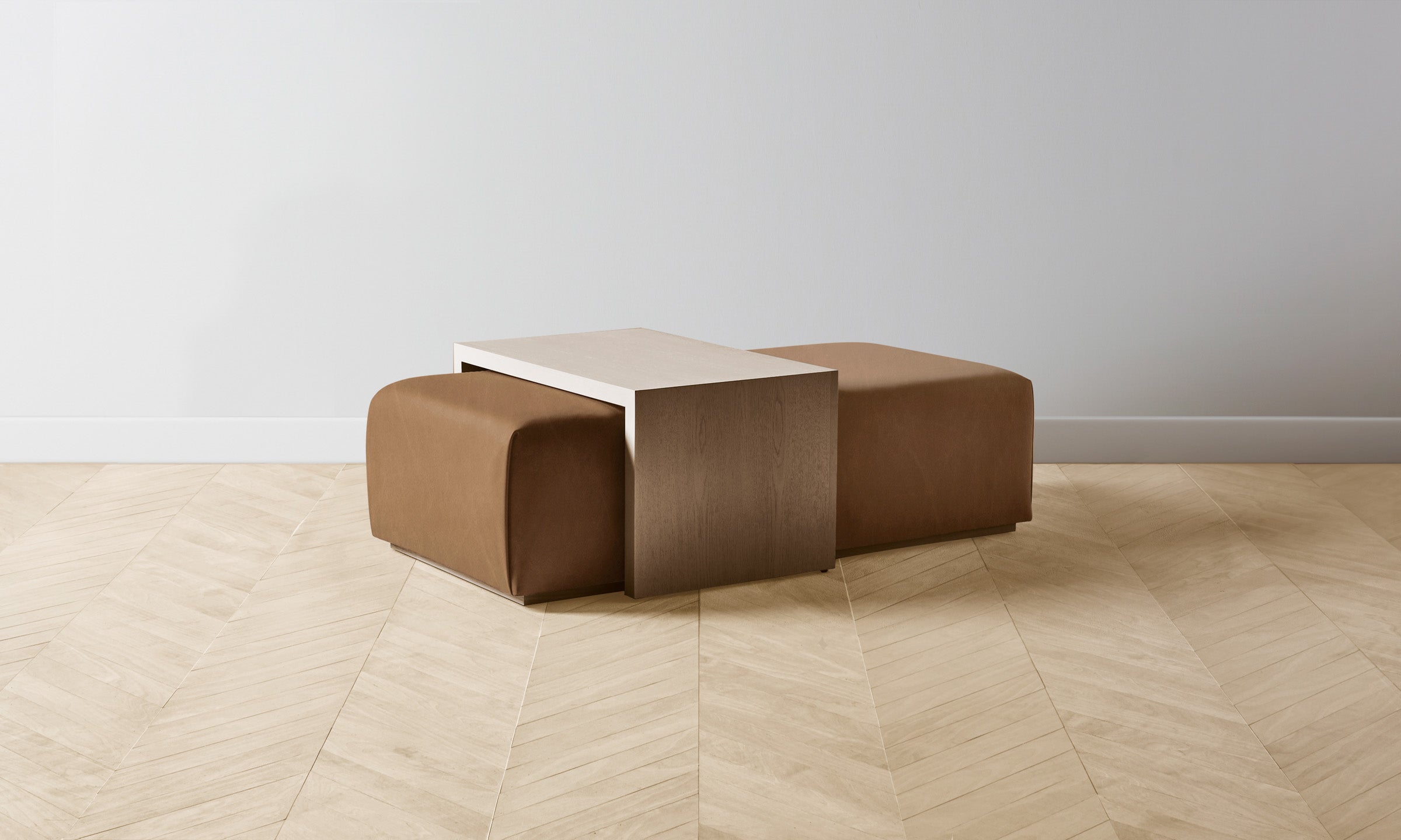 The Bowery Ottoman in Tuscan Leather Cognac - Luxurious Footrest & Stylish Living Room Accent for Home Decor