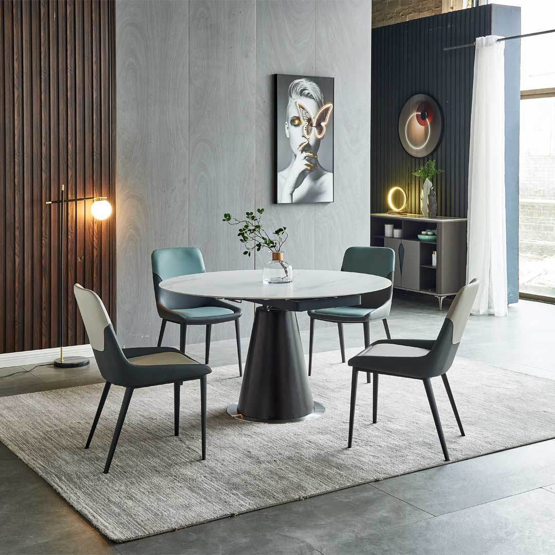Frederica Modern Sintered Stone Extendable Dining Table - 6 to 10 Seater, Scratch & Heat Resistant - Perfect for Family Gatherings & Dinner Parties