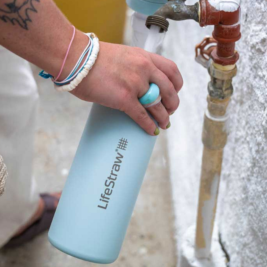 LifeStraw Vacuum Insulated Stainless Steel Water Bottle with Built-in Filter - 18oz (530ml) for Hiking, Camping & Outdoor Adventures