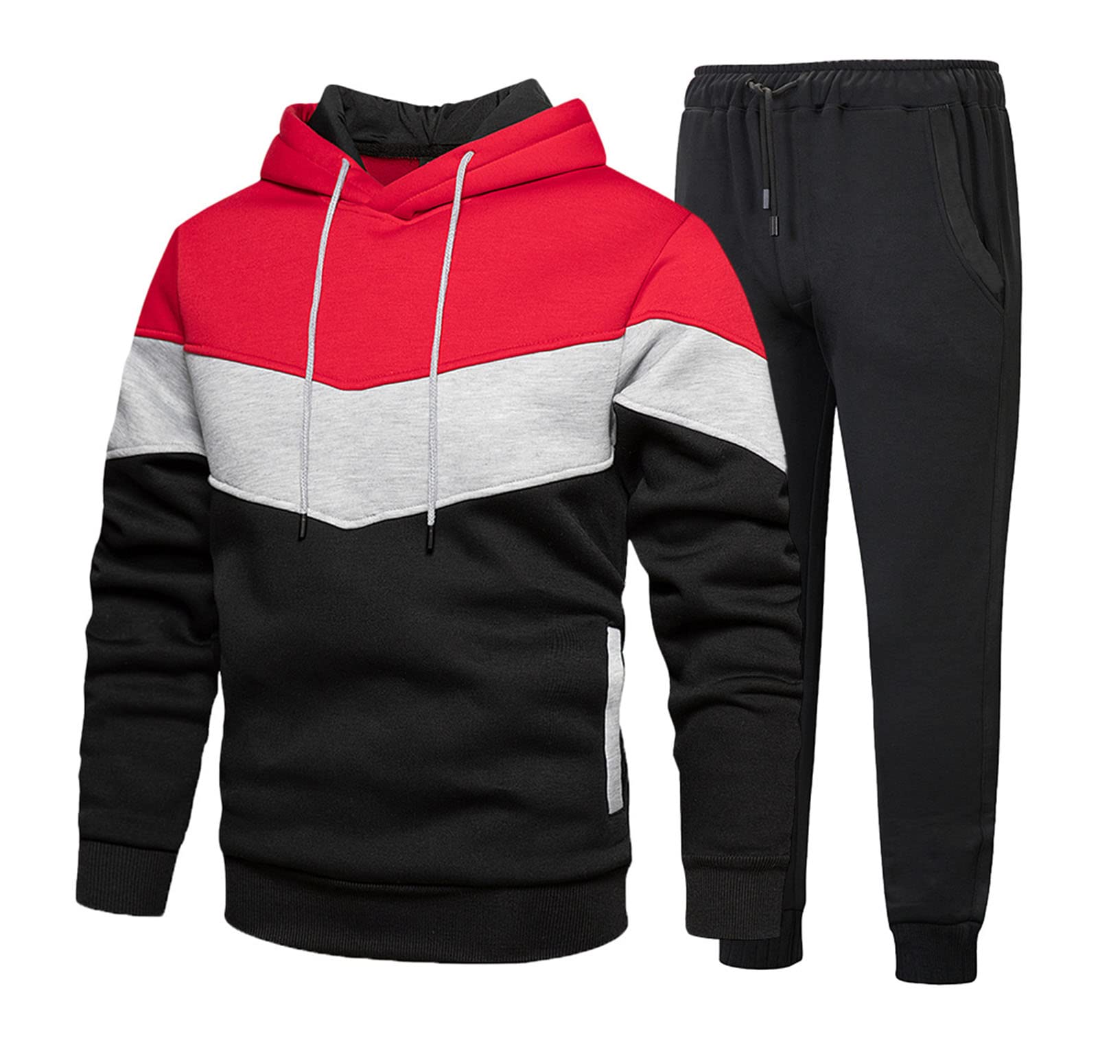 Men's Athletic Jogging Suits Set - Breathable Running Tracksuit with Patchwork Design for Gym & Outdoor Sports | Perfect for Workouts, Jogging & Casual Wear