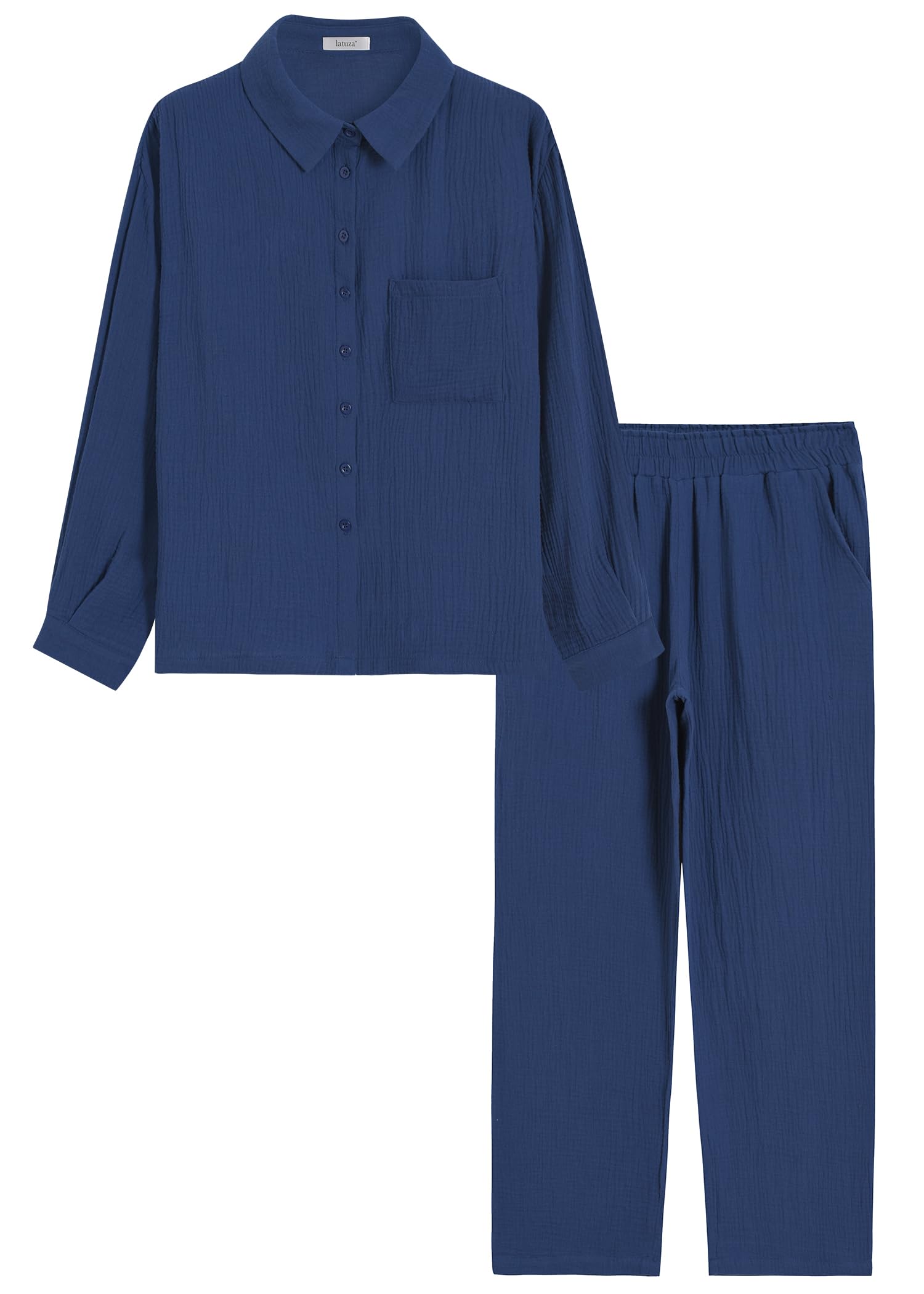 Women's Soft Cotton Gauze Pajama Set - 2 Piece Comfortable Lounge Outfit for Sleeping & Relaxing at Home