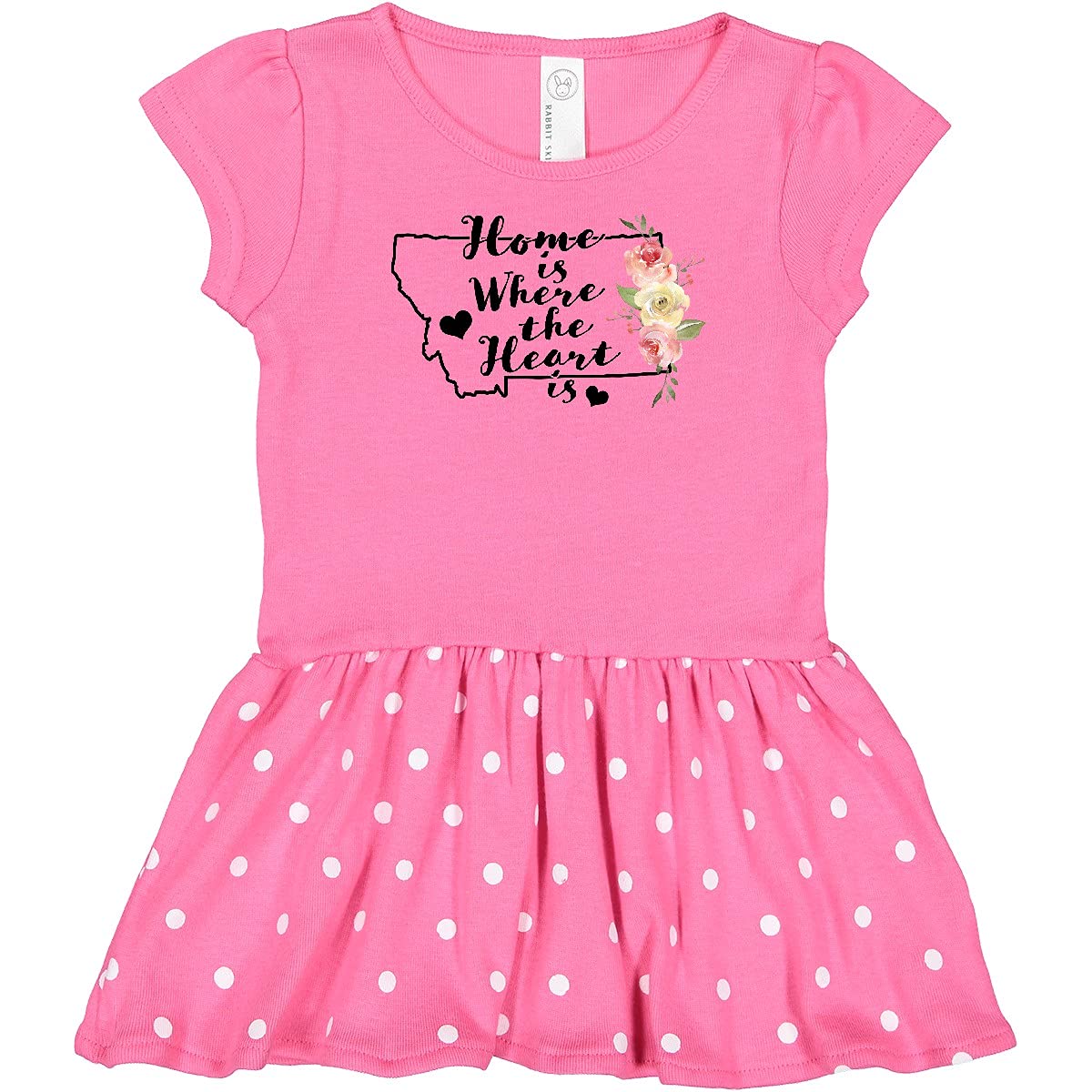 Inktastic Montana Home is Where The Heart is - Watercolor Floral Print Baby Girl Dress for Newborn, Infant & Toddler - Perfect for Family Photos, Birthday Parties & Special Occasions