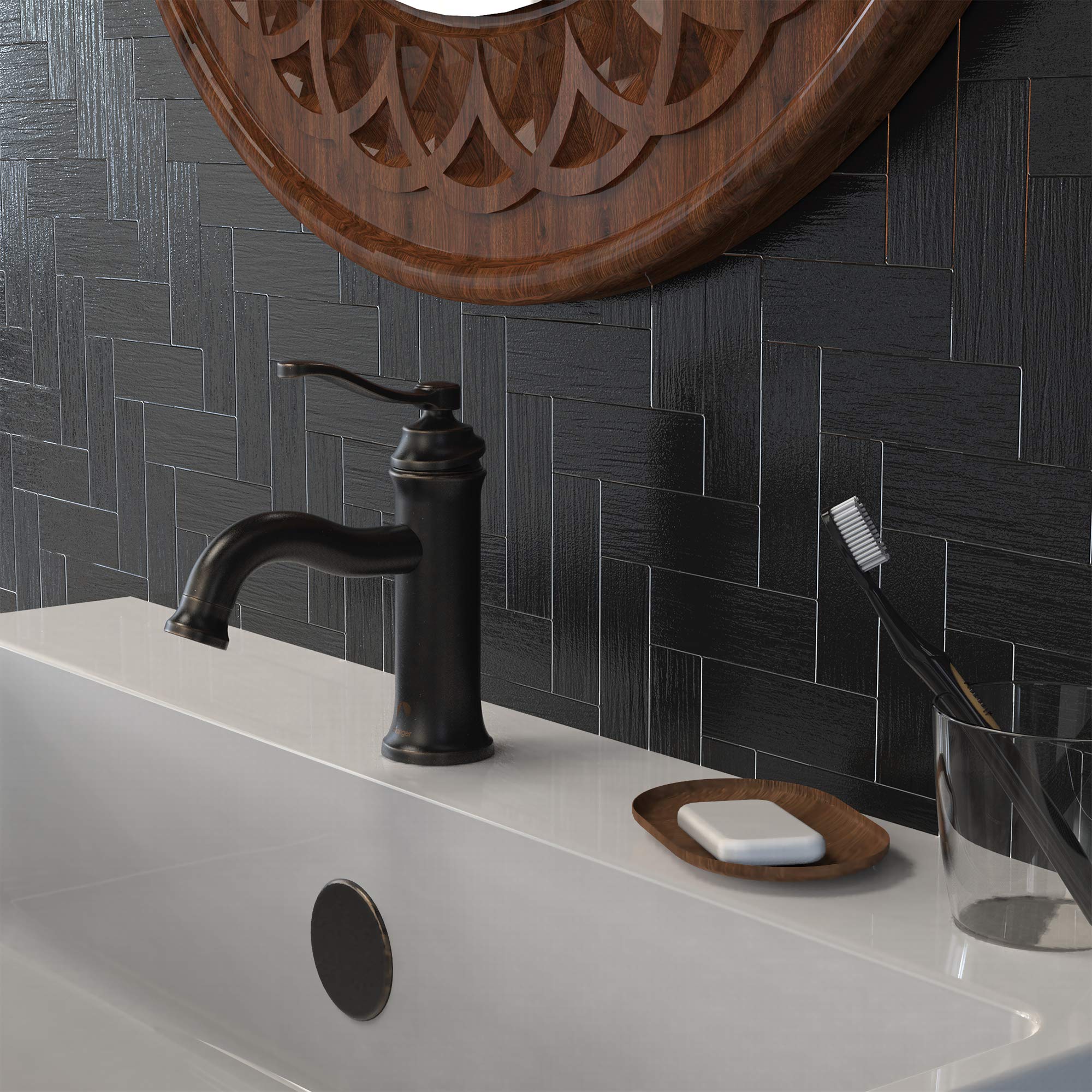 Belanger Single Handle Bathroom Sink Faucet with Drain - Oil Rubbed Bronze Finish for Modern Bathrooms | Perfect for Vanity, Powder Room & Guest Bath Installation