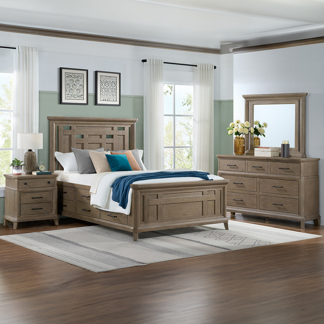 Haven Storage Bedroom Set - Modern Wooden Bed Frame with Underbed Drawers & Nightstands - Perfect for Small Spaces & Apartment Living