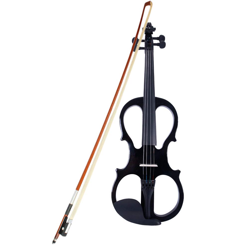 Professional 4/4 Full Size Electric Violin Kit for Adults & Students - Beginner Friendly Violin Set with Hard Case, Bow, Rosin & Headphones (Black) | Perfect for Practice, Performances & Studio Recording