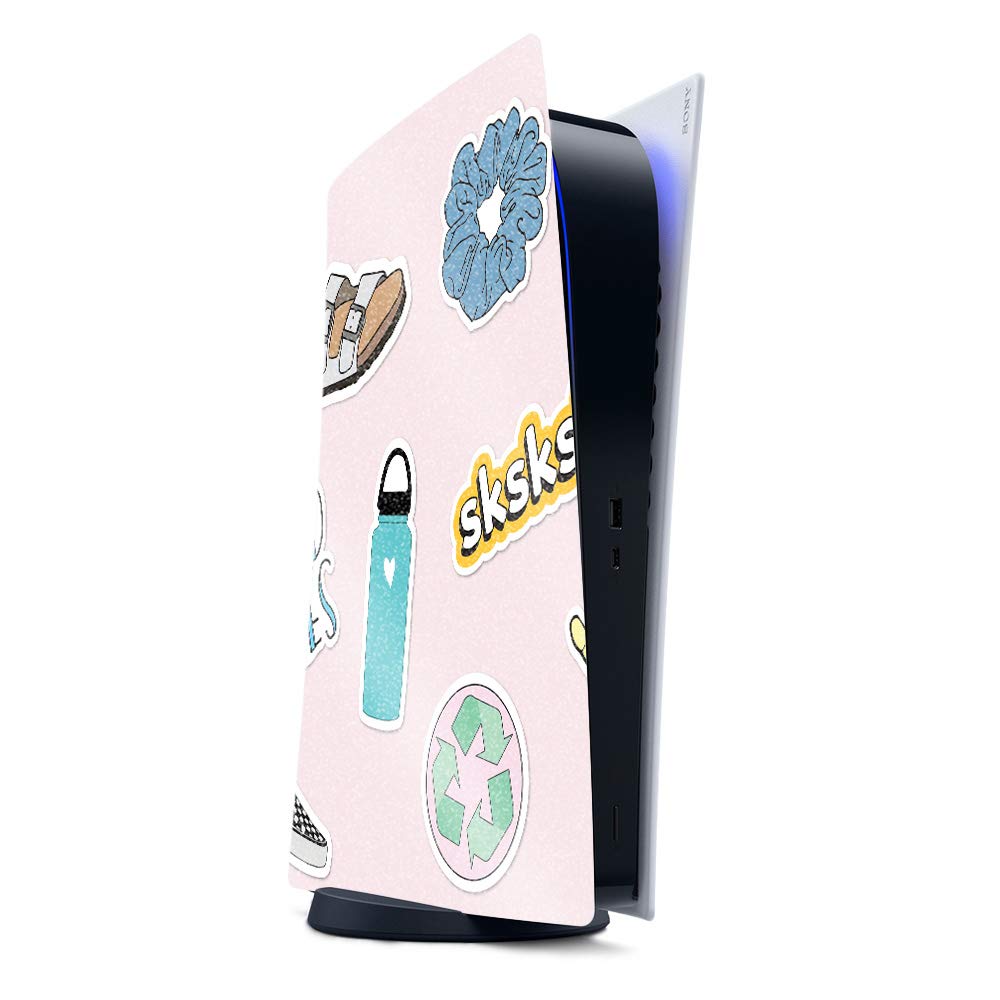 Glossy Glitter PS5 Skin - VSCO Girl | Durable Gaming Cover for Playstation 5 Digital Edition | Easy to Apply for Stylish Gaming Setup