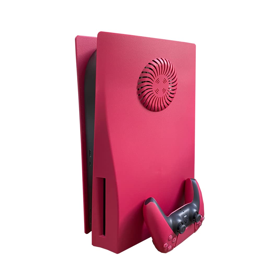 PS5 Faceplate Cover - Cosmic Red Replacement Shell for PlayStation 5 Disc Version | Shockproof Hard Case & Side Plates | Perfect for Gaming Setups & Console Protection (Red)
