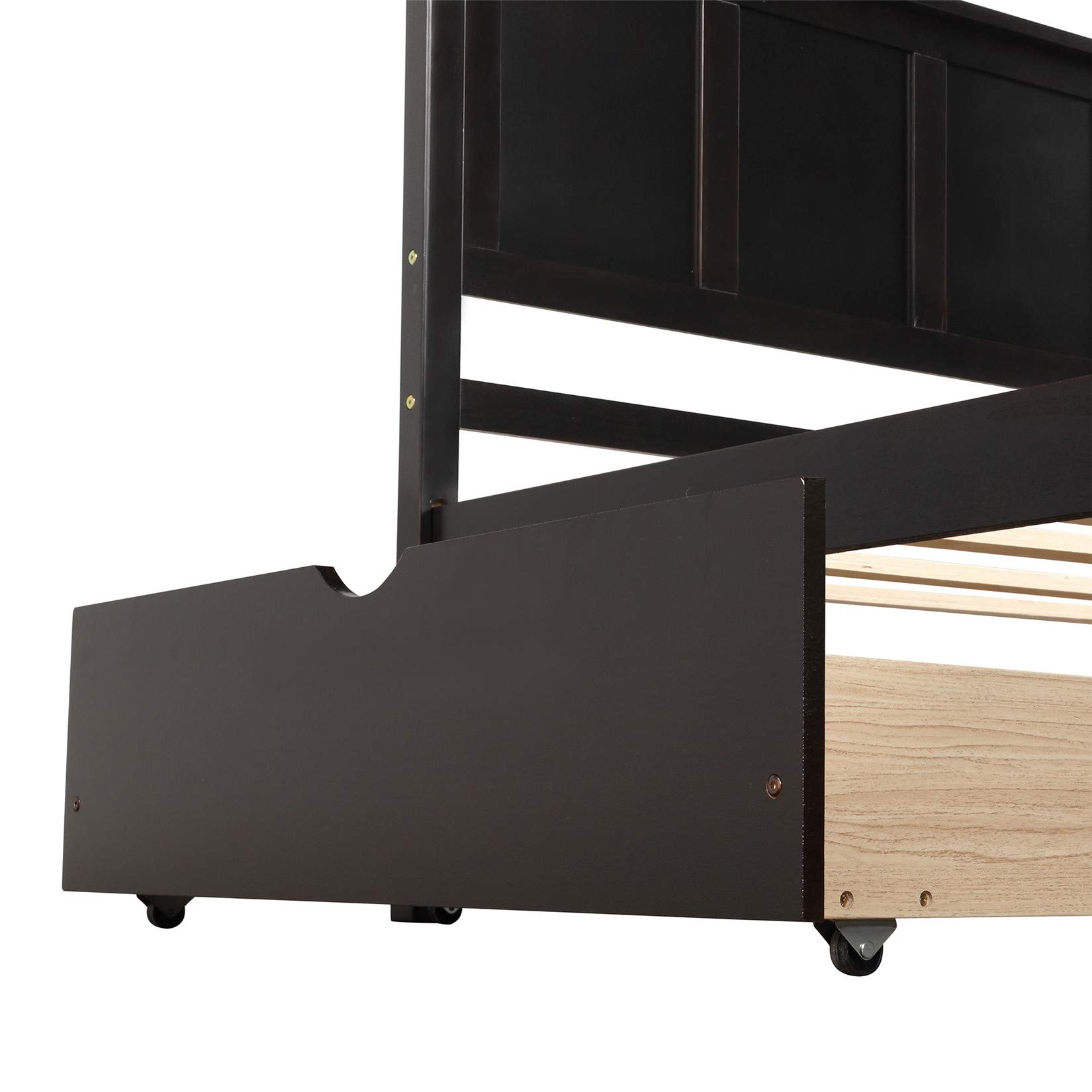 Twin Platform Bed with Drawers - Wooden Storage Bed with Headboard & Slat Support - No Box Spring Needed - Easy Assembly - Espresso Finish - Perfect for Small Bedrooms, Guest Rooms & Dorm Rooms