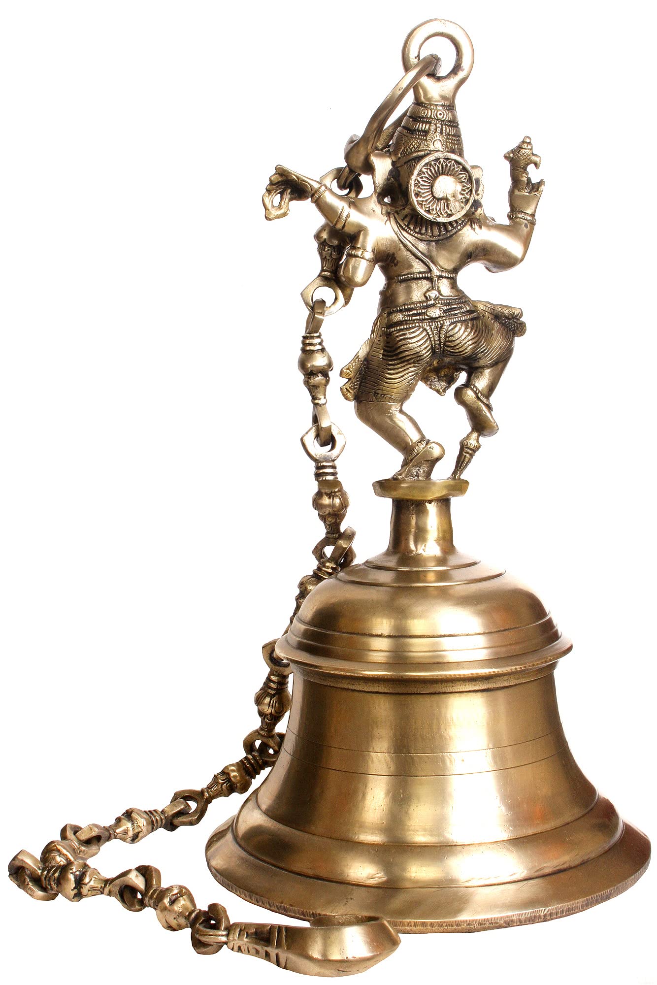 Lucky Ganesha Brass Bell Statue - Handcrafted Hindu God Elephant Deity Home Decor for Good Fortune - Perfect for Pooja Room, Meditation Space & Gift Giving
